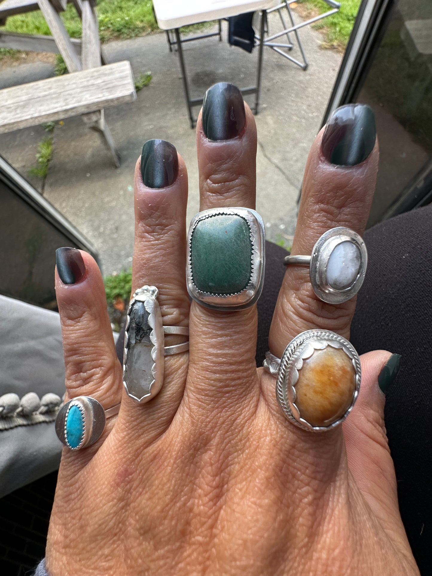 Small Boho Turquoise ring , size 5.5, hand made, sterling silver