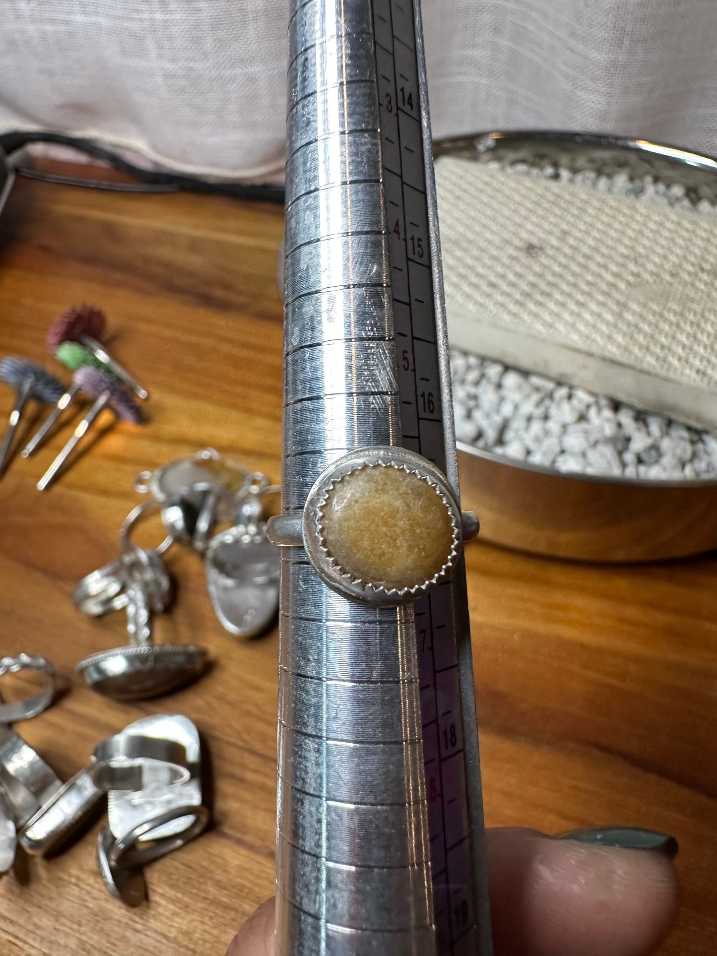 Boho Citrine Ring, size 6, hand made, sterling silver