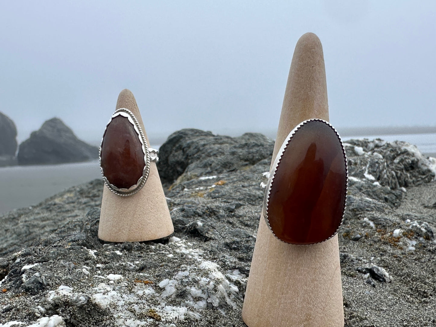 Striped Yellowstone River Agatized Wood cabochon, size 8.5