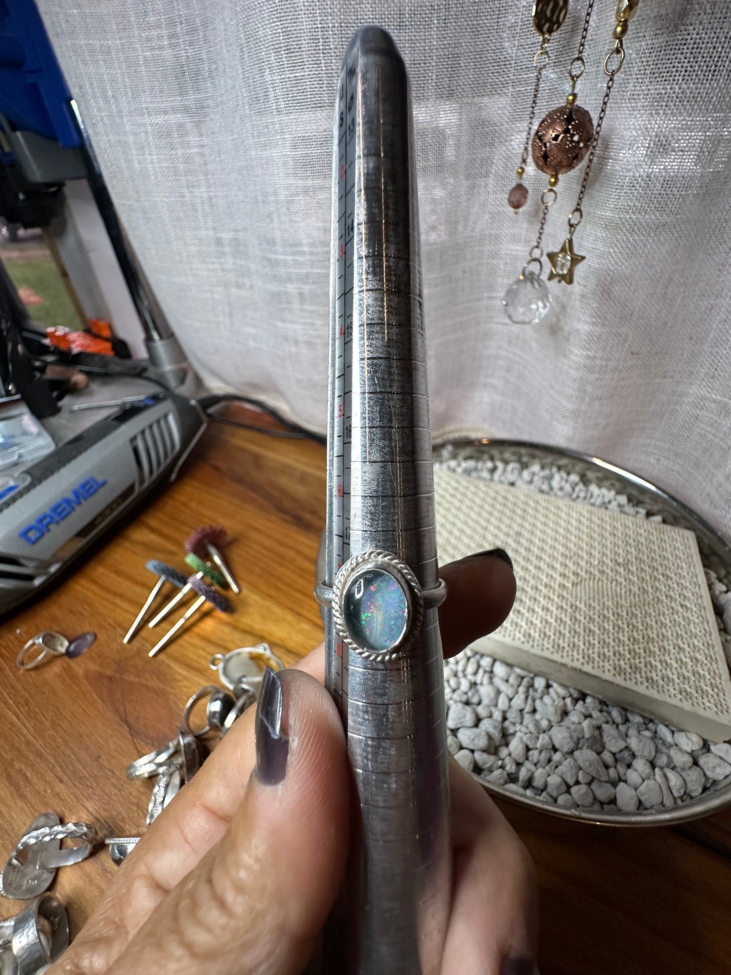 Gorgeous Spencer Idaho Opal ring, size 7.5, hand made, sterling silver