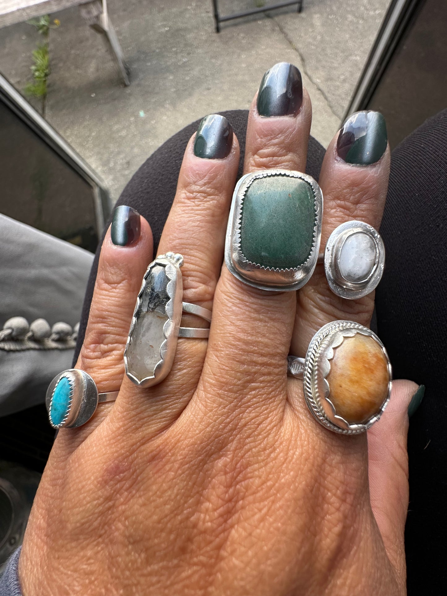 Boho Citrine Ring, size 8, hand made, sterling silver