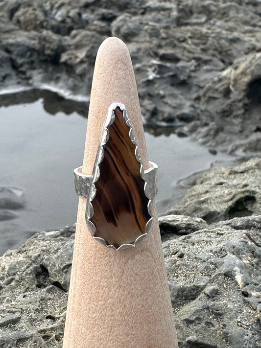 Teardrop Yellowstone River Agate cabochon, size 5 3/4