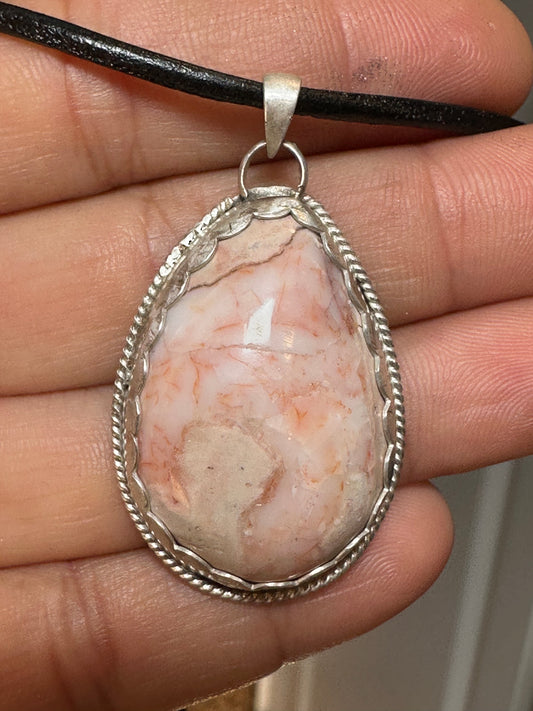 Pink Idaho Opal Host Rock, Pendant, hand made, sterling silver