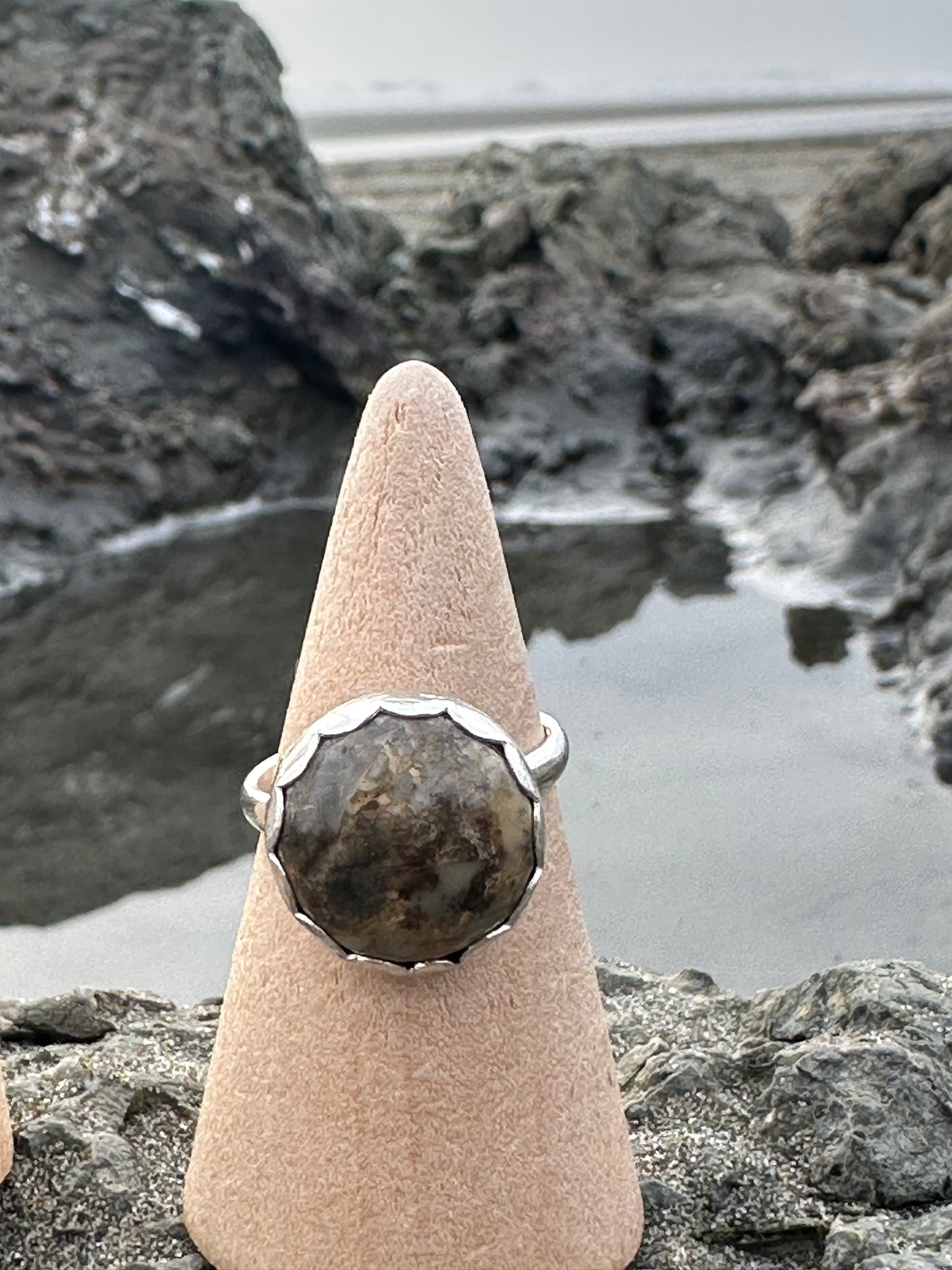 NorCal River chalcedony with natural iron and manganese, size 8