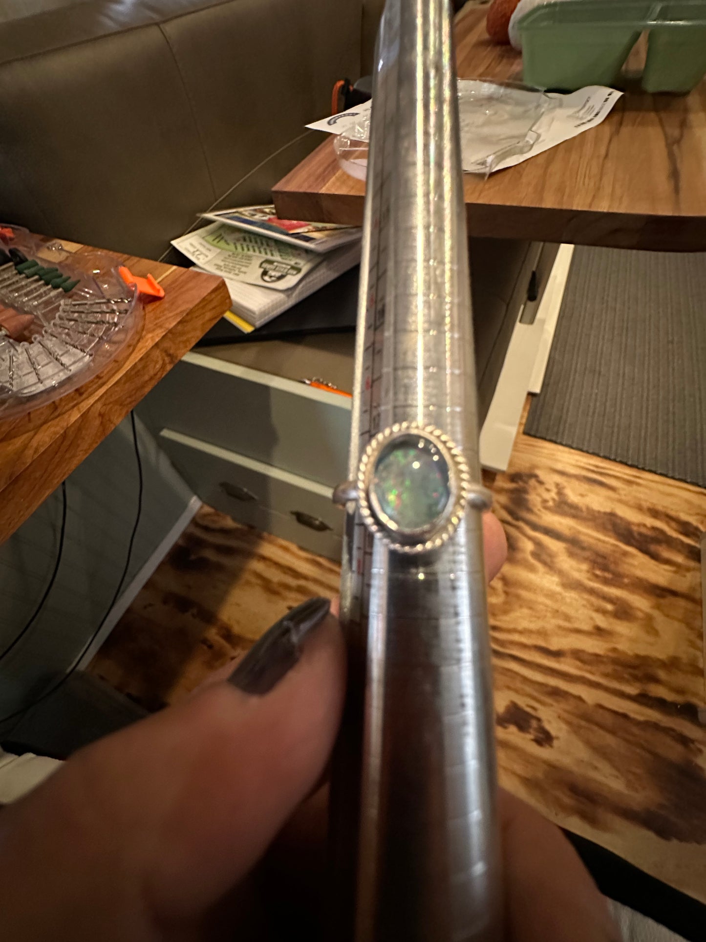 Gorgeous Spencer Idaho Opal ring, size 7.5, hand made, sterling silver