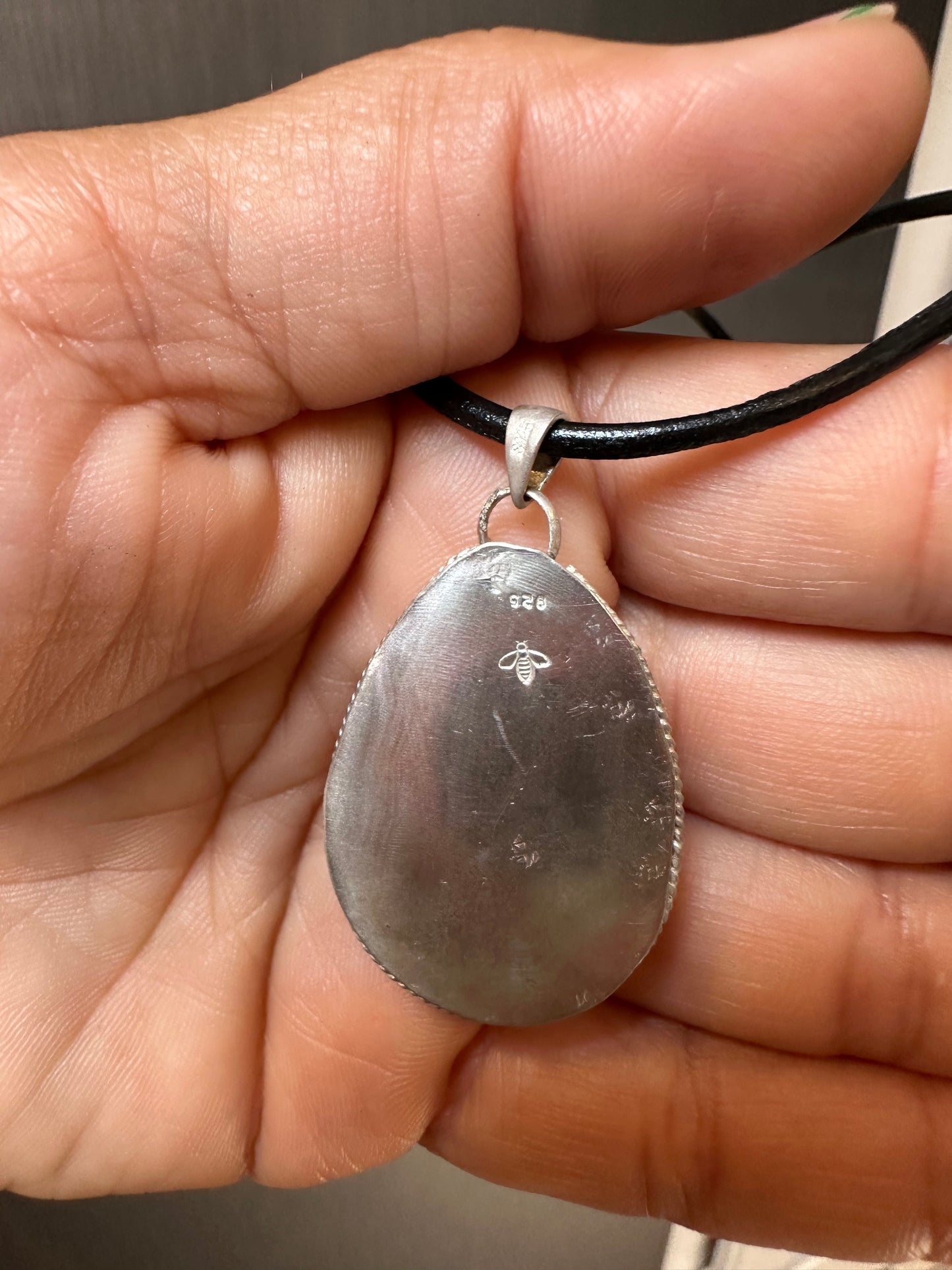 Pink Idaho Opal Host Rock, Pendant, hand made, sterling silver