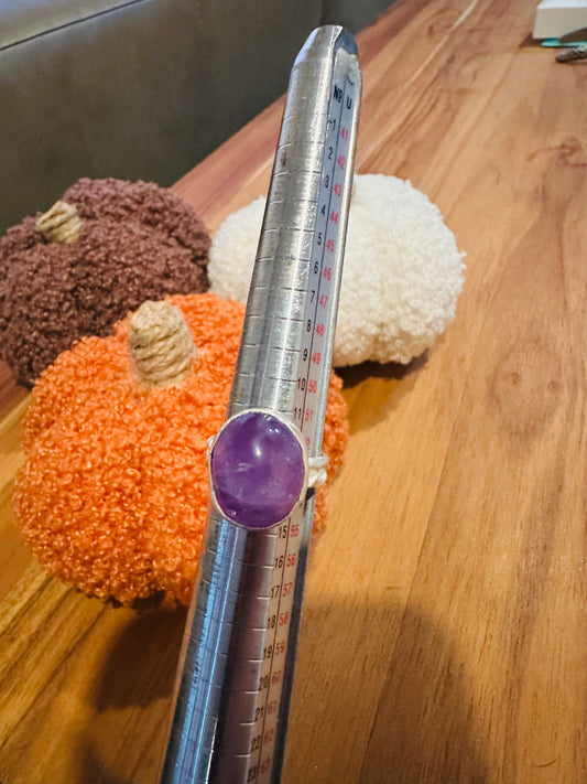 Fun Amethyst Ring, size 6.5, hand made, sterling silver