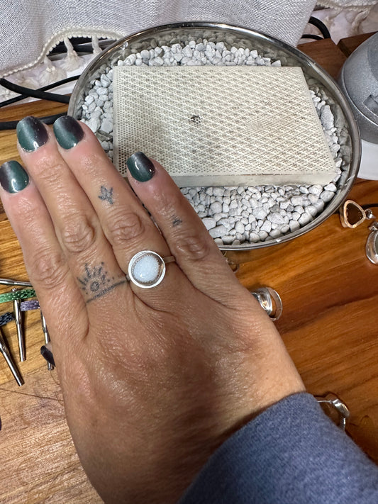 Beautiful Boho Spencer Idaho Opal ring, size 6.5, hand made, sterling silver