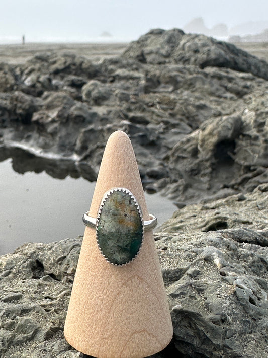Serrated Bezel, Desert chrysocolla from Southern California, size 7