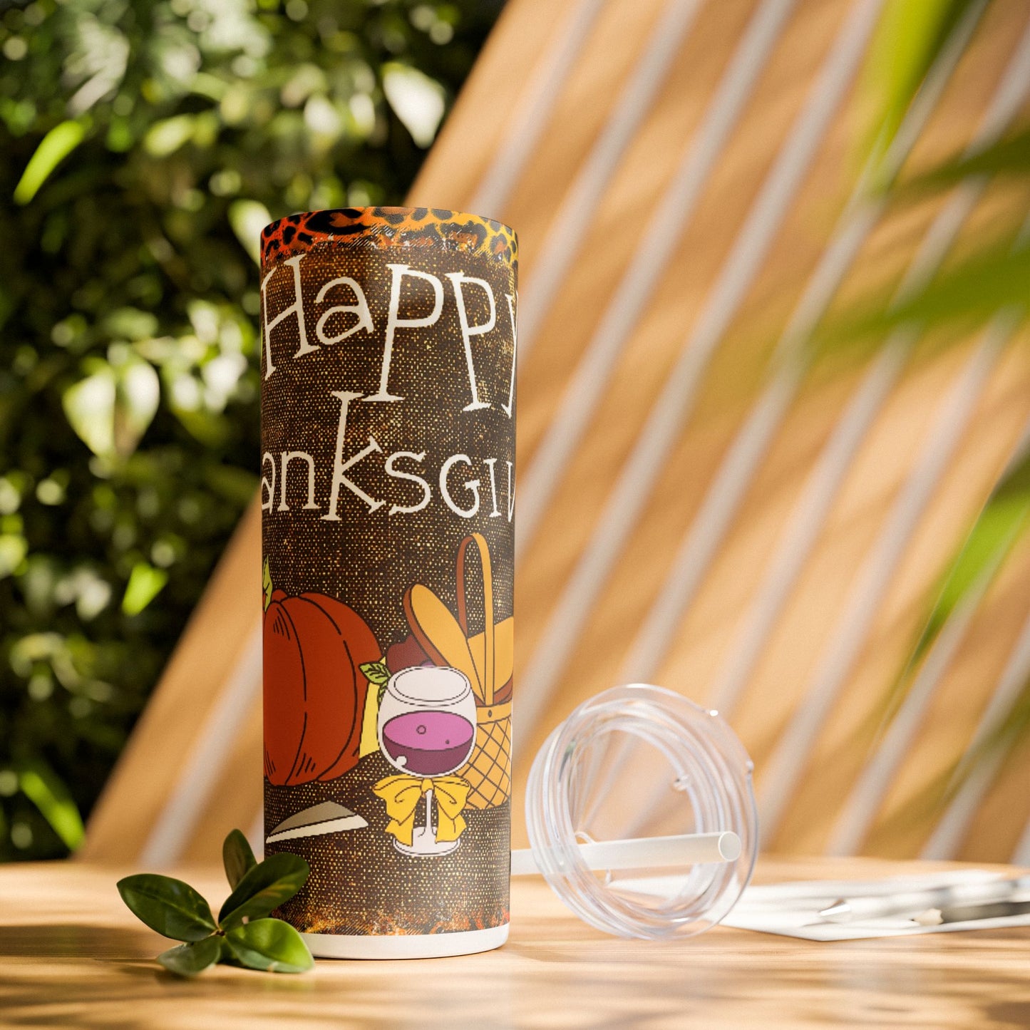 Thanksgiving | Skinny Tumbler with Straw, 20oz