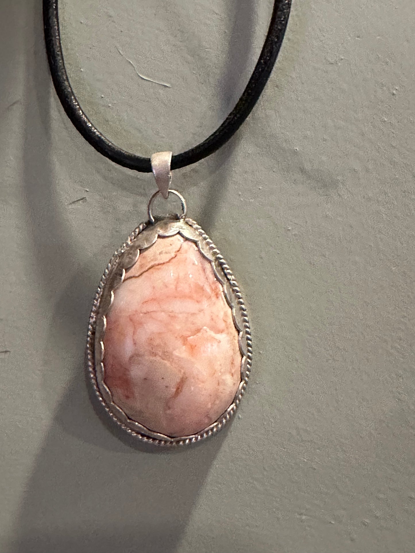 Pink Idaho Opal Host Rock, Pendant, hand made, sterling silver