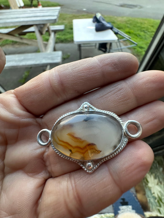 Fun Boho Yellowstone River Agate Pendant or Bracelet, hand made, sterling silver