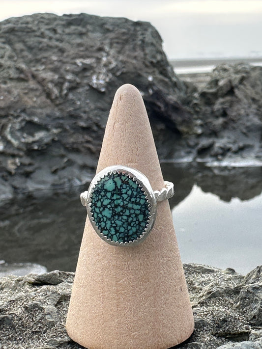 Spider Natural Tibetian Turquoise Cabochon, size 7