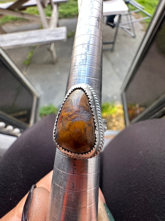 Boho Multi-colored Agate ring size 7.5, hand made, sterling silver