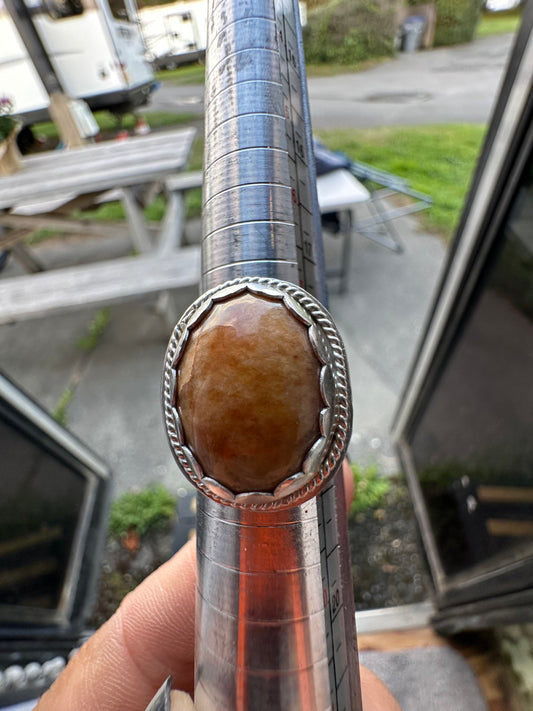 Boho Citrine Ring, size 8, hand made, sterling silver