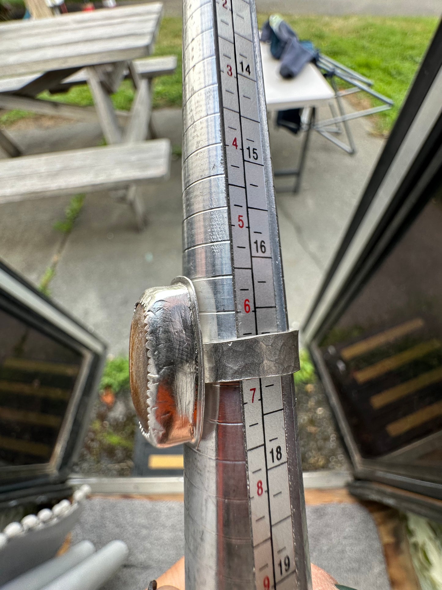 Yellowstone River Petrified Wood cabochon ring , size 6.5, hand made, sterling silver