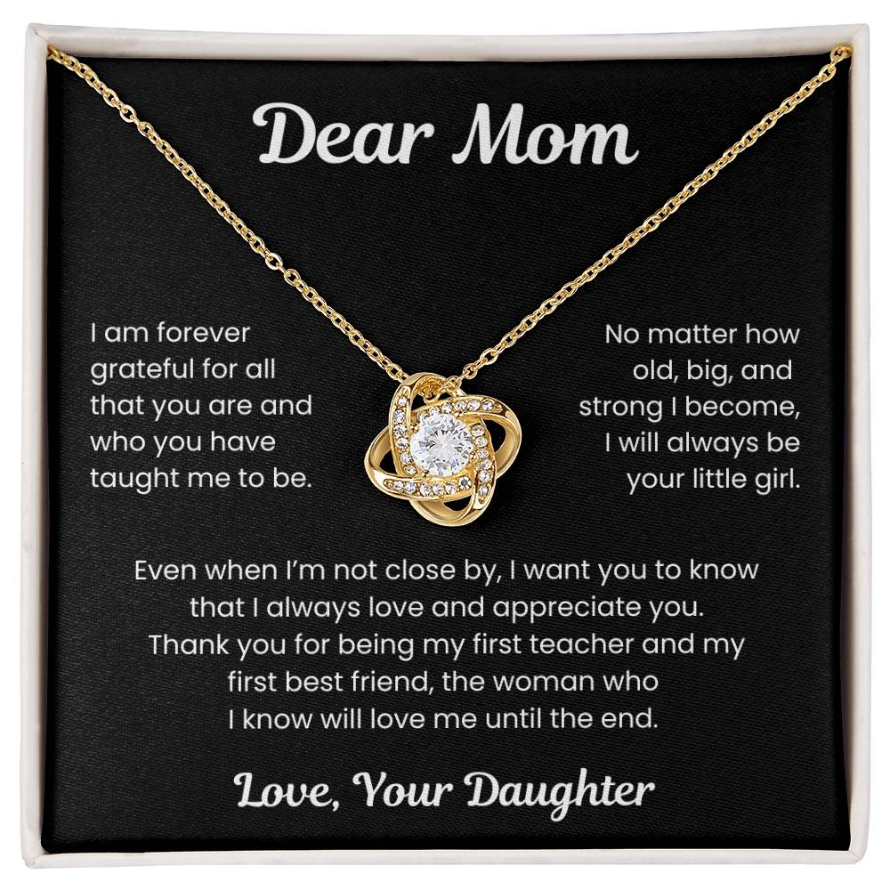 To My Loving Mom, from Daughter | Love Knot Necklace | BW