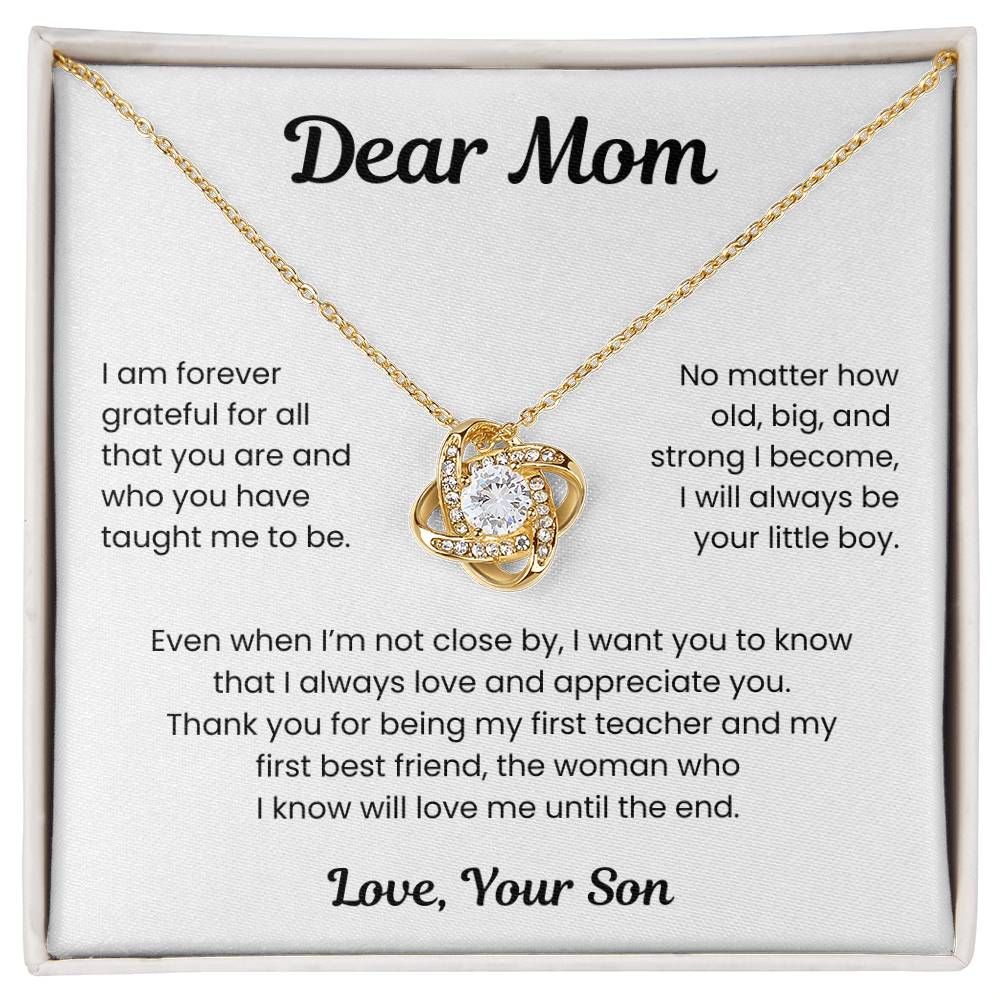 To My Loving Mom, from Son | Love Knot Necklace | WB