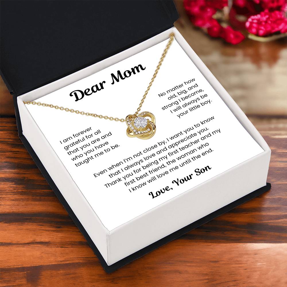 To My Loving Mom, from Son | Love Knot Necklace | WB