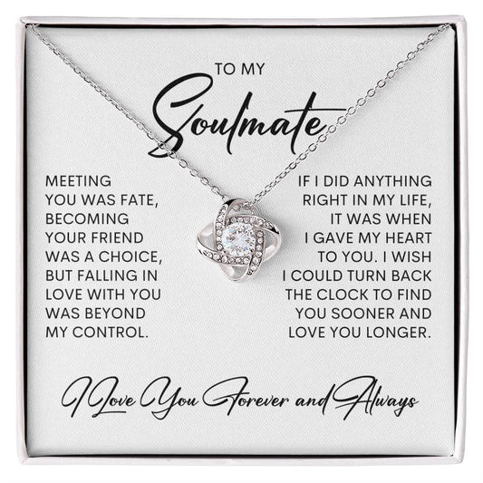 To My Soulmate  | I Love You, Forever & Always - Love Knot Necklace