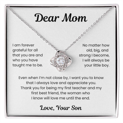 To My Loving Mom, from Son | Love Knot Necklace | WB