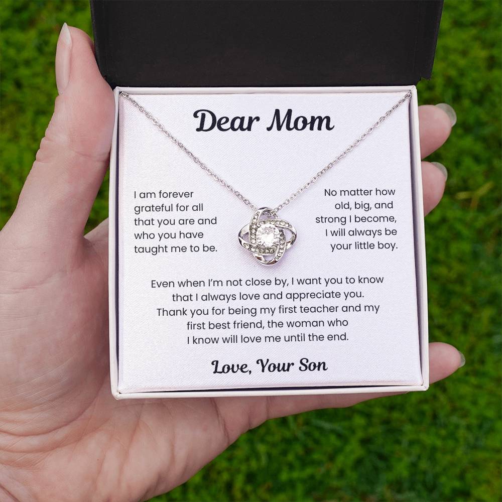 To My Loving Mom, from Son | Love Knot Necklace | WB