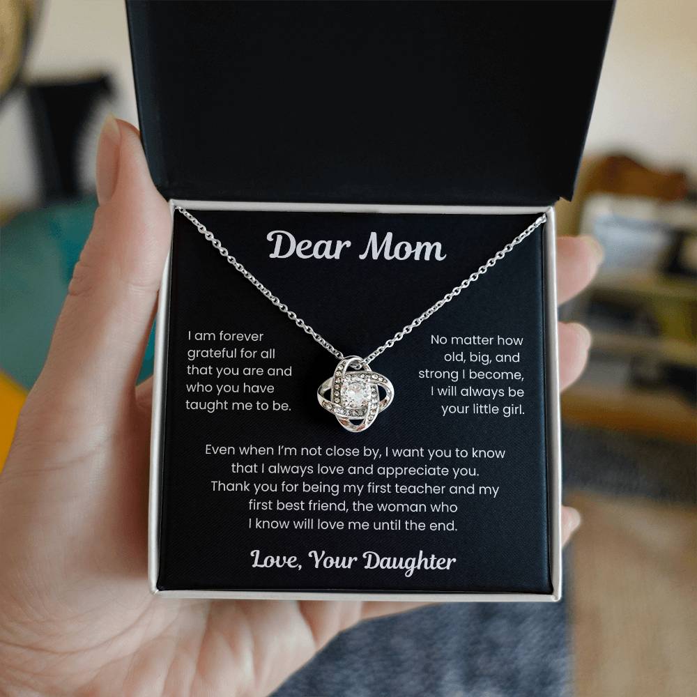 To My Loving Mom, from Daughter | Love Knot Necklace | BW