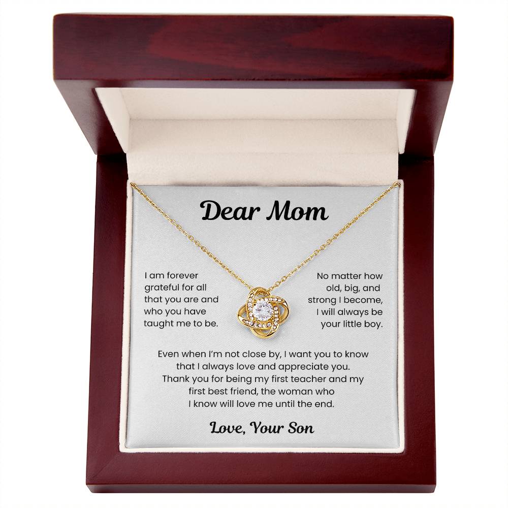 To My Loving Mom, from Son | Love Knot Necklace | WB