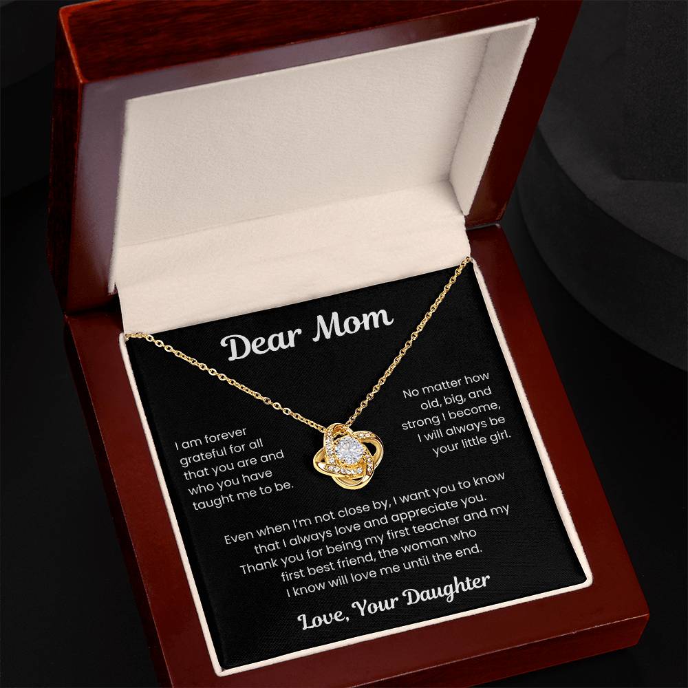 To My Loving Mom, from Daughter | Love Knot Necklace | BW