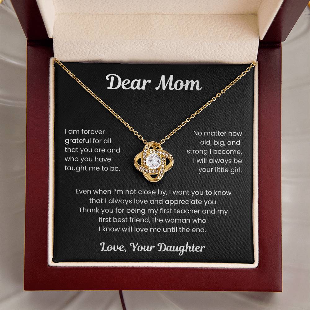 To My Loving Mom, from Daughter | Love Knot Necklace | BW