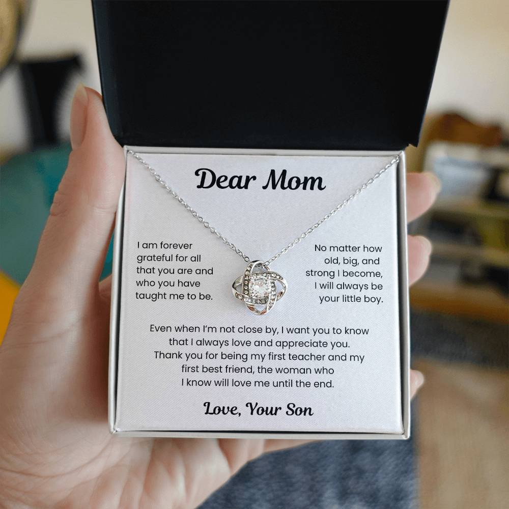 To My Loving Mom, from Son | Love Knot Necklace | WB