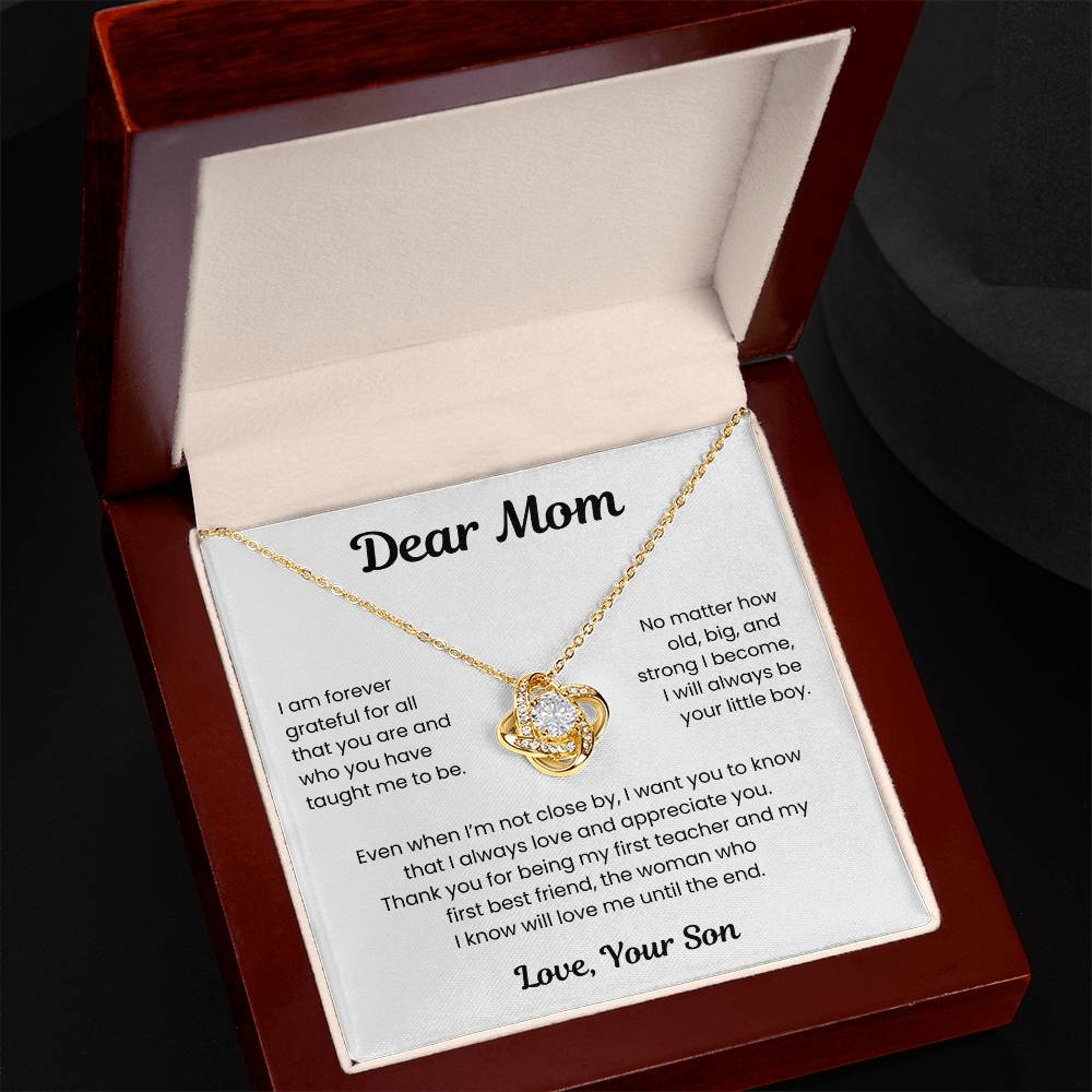 To My Loving Mom, from Son | Love Knot Necklace | WB