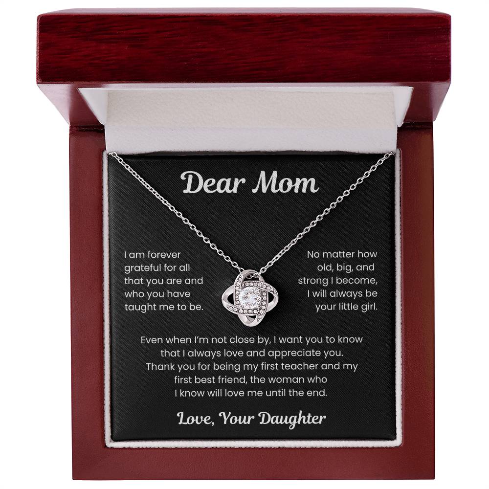 To My Loving Mom, from Daughter | Love Knot Necklace | BW