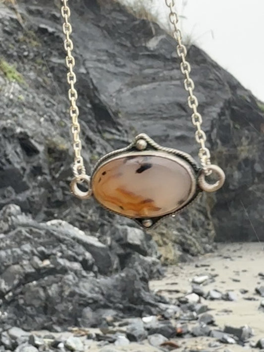 Fun Boho Yellowstone River Agate Pendant or Bracelet, hand made, sterling silver