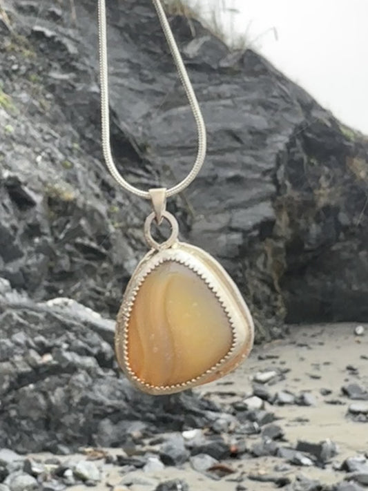 Multi-colored Striped Yellowstone River Agate Pendant